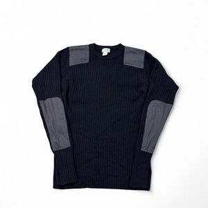 VTG L.L Bean merino lambswool commando sweater elbow patches black L Tall men’s